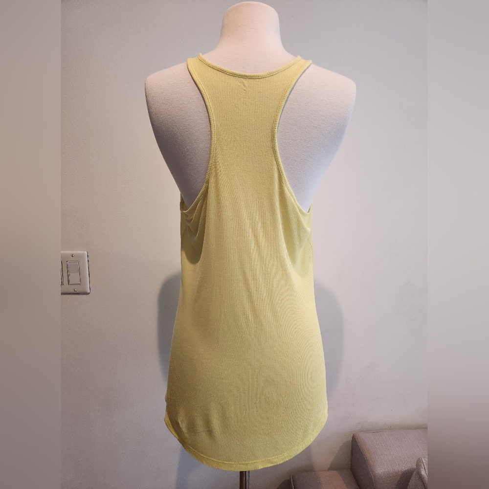 H&M Neon Yellow Ribbed Racerback Tank, US Size M - Picture 4 of 6